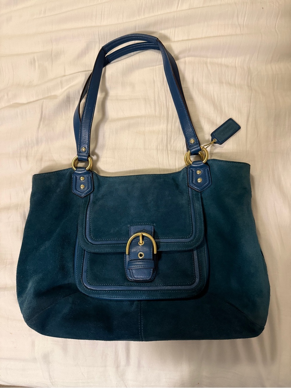 Y2K Vintage Coach Teal-Blue Campbell Belle Carryall shoulder bag 💙